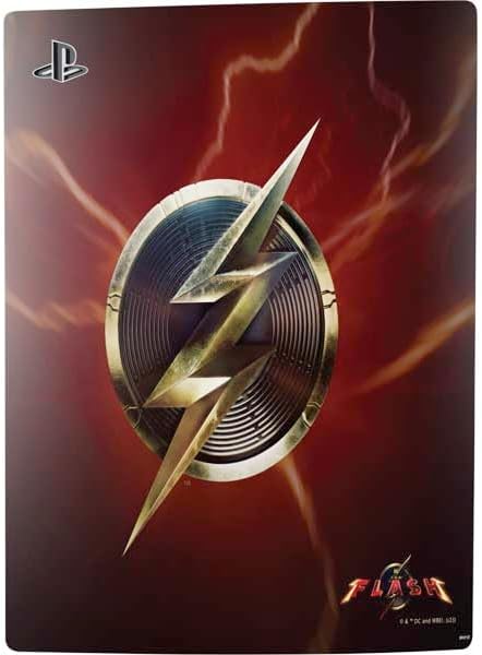 Skinit Decal Gaming Skin Compatible with PS5 Digital Edition Console - Officially Licensed DC Comics The Flash Movie: Logo Poster Design