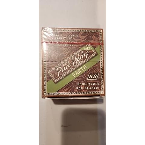 Pure Hemp Earth Cigarette Rolling Paper Long King Size (108mm) 33 Leaves per Booklet - Box of 50 Cover