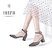 IDIFU Women's IN2 Pedazo Dress Shoes Low Block Heels Comfortable Chunky Closed Toe Ankle Strap Wedding Pumps (Gray Suede, 8.5 M US)