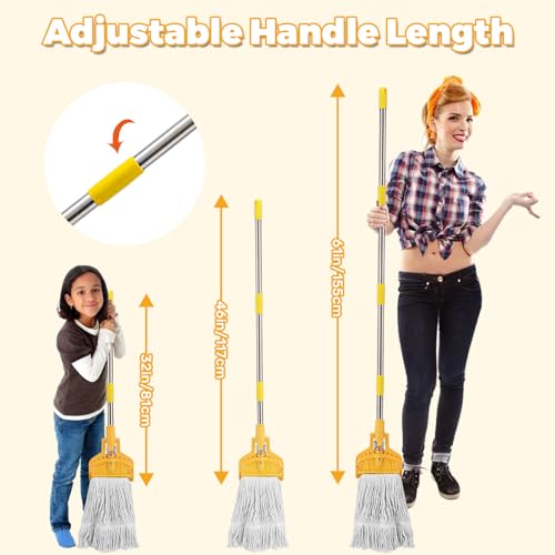 Image of 61 Inch Commercial Cotton Mop for Floor Cleaning with Long Handle Heavy Duty Industrial Mop Stick for Garage Warehouse Office Home,1 Pack