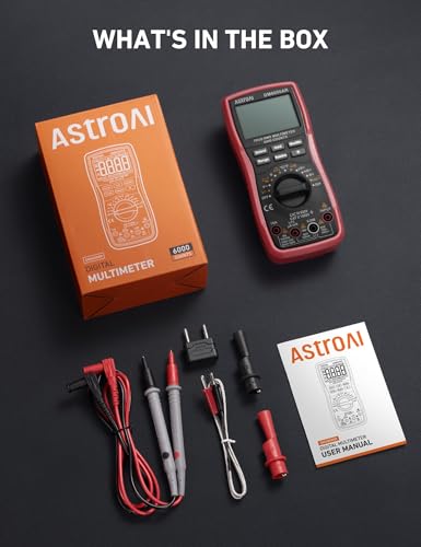 Image of AstroAI Digital Multimeter TRMS 6000 Counts Volt Meter Ohmmeter Auto-Ranging Tester; Accurately Measures Voltage Current Resistance Diodes Continuity Duty-Cycle Capacitance Temperature, Black
