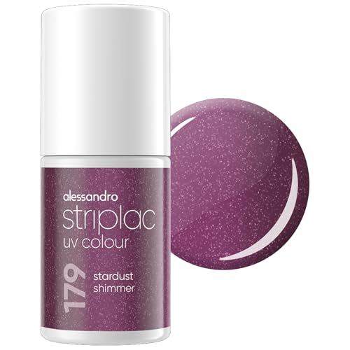 alessandro Striplac UV-Nagellack Stardust Shimmer - Deckend & Kratzfest bis zu 15 Tage - Leichtes Auftragen - Schonende Abziehtechnologie - Vegan - Lila, 6,5ml