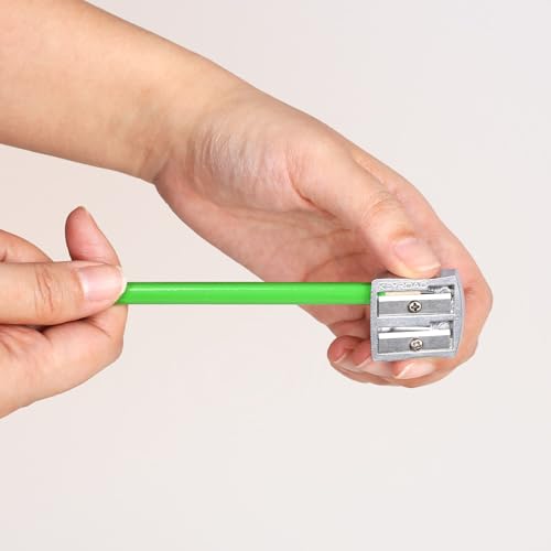 KEYROAD Ergonomischer Doppel-Anspitzer / 1 Stück/aus Aluminium/Zwei Klingen aus Stahl/von Bleistiften und Buntstiften/Blister/Für Kindergarten Vorschule und Büro Schule