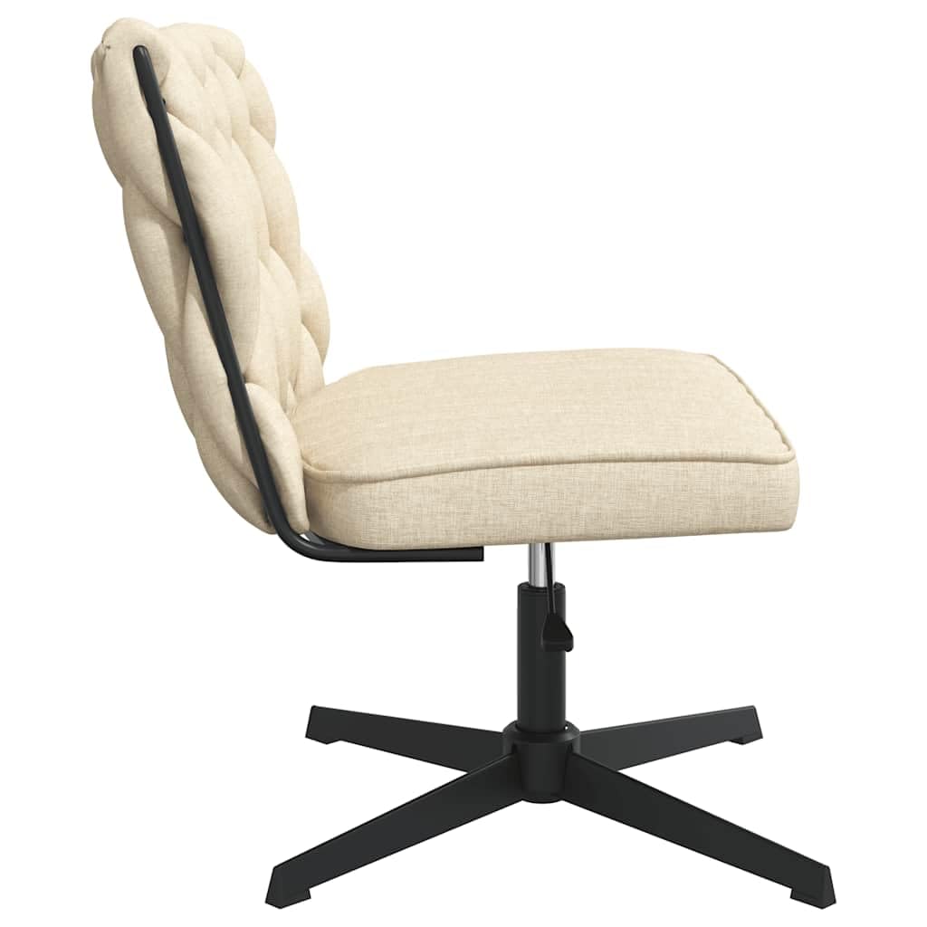 Krzesło biurowe, obrotowe, kremowe, z tapicerką i podłokietnikami, regulacja wysokości, funkcja obrotu o 360 stopni, ergonomiczne krzesło do biurka, do biura, jadalni, salonu, kuchni