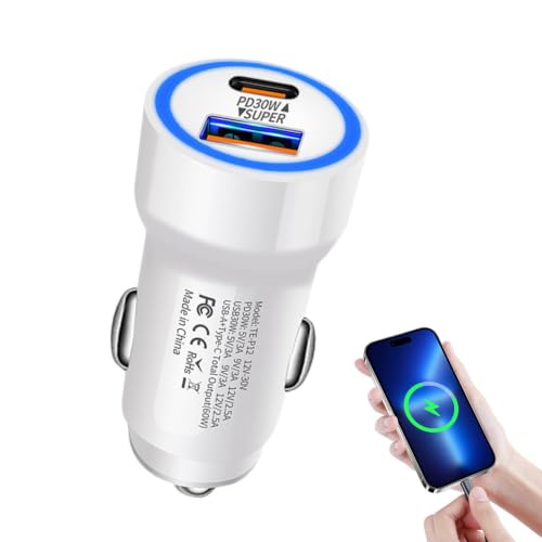 PD 30W Car Charger - Rapid Charging For Mobile Devices, Port USB Fast Power System, Smart Auto Voltage Control + Device Compatib