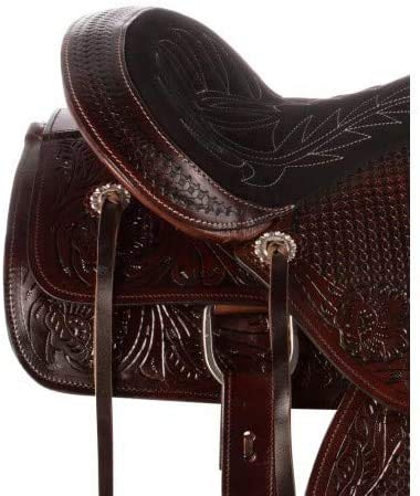 Rahmat International Wade Tree A Fork Premium Western Leather Roping Ranch Work Horse Saddle Tack, Headstall Breastplate(Size- 10 To 18 Inches Seat Available) (15.5" Inch Seat) #TOP4