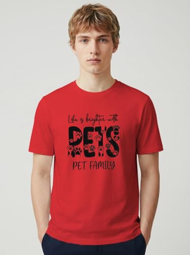 Image of INDISSH T-Shirt for Man | Regular and Plus Size Upto 7XL | Pet Lover Graphic Printed | Round Neck Cotton Fabric Regular fit Casual T-Shirt for man - RNM-PETFAMILY-PAR