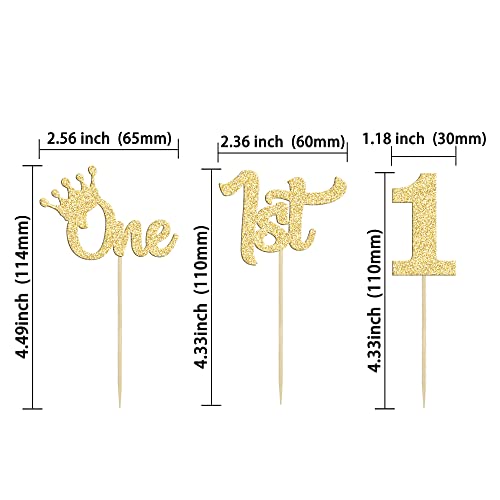 24Pcs 1St Birthday Cupcake Toppers Glitter First Birthday One Cupcake Picks For Baby Shower 1St Birthday Party Cake Decorations Supplies Gold #TOP1