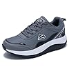 IIV Men's Orthotic Walking Shoes with Arch Support for Plantar Fasciitis & Flat Feet | Shock Absorbing Work Sneakers for Knee, Heel, Ankle Pain Relief & Daily Comfort Grey Black