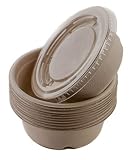 [25 PACK] 12oz Round Disposable Compostable Bowls with Lids Natural Sugarcane Bagasse Bamboo Fibers