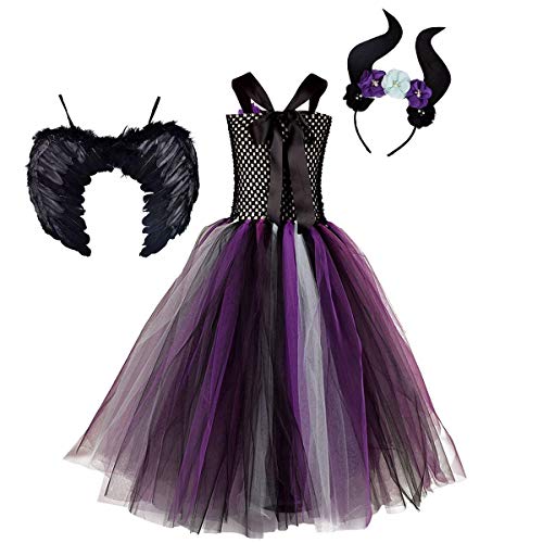 OBEEII Costume da maleficent da ragazza, nero, per...