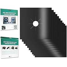 10 Pack Stove Burner Covers - Non-stick Reusable Teflon Range Guard Protectors for Gas Stove Top, Easy to Clean,Cutable, Black, 0.2 mm,10.6 x 10.6
