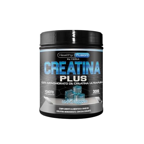 Healthy Fusion Creatina Monohidrato en polvo | 100% Creatina Pura Monohidrato sin añadidos| Favorece el crecimiento muscular y aumenta el rendimiento físico | Alta solubilidad | 300 g Sin sabor
