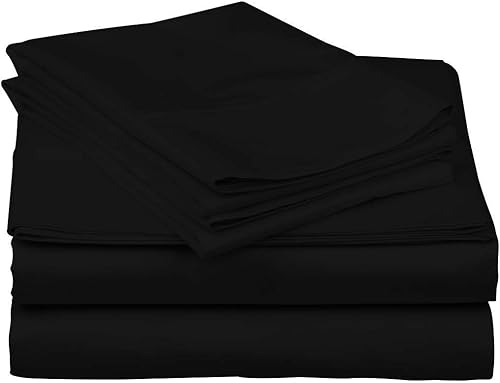 Miniatura 2 de Egyptian Linens - Juego de sábanas de algodón egipcio de 1000 hilos, 4 piezas, 1000 hilos, tamaño matrimonial, color negro liso, 1000 hilos