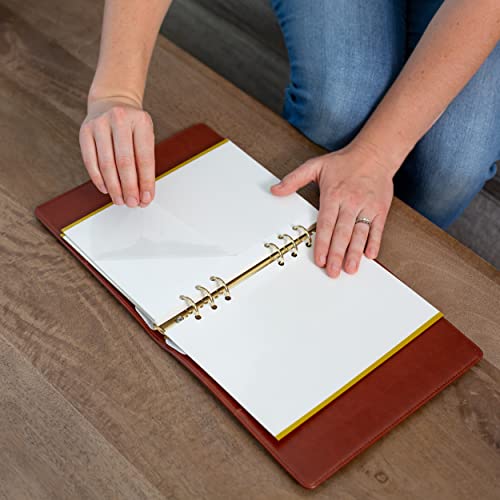 Portable Self Adhesive Photo Album - Vegan Leather Blank Scrapbook Binder Photocard Book With Writing Space & 20 Adhesive Sheets (40 Pages) For 3X5, 4X6, 5X7, 6X8 Pictures - Brown, 9 X 7.8 Inches #TOP2