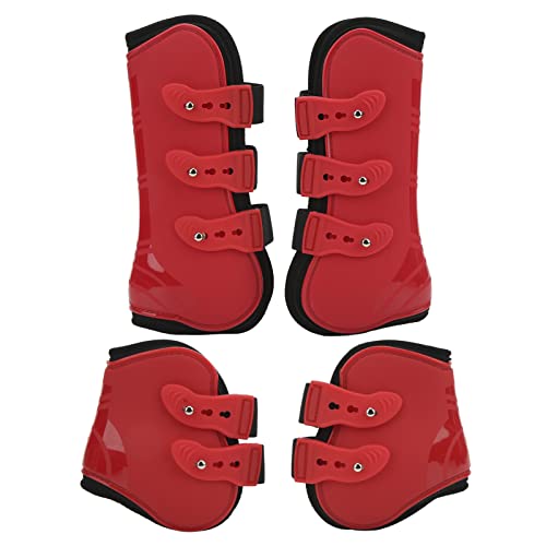 Ajunjiil for Horse Leg GuardAnp@A4PCS PU Neoprene Front Hind Horse Tendon Jumping BootsAn̕یAϋv̂KȃfUC (ԂtgƃobÑZbg1000