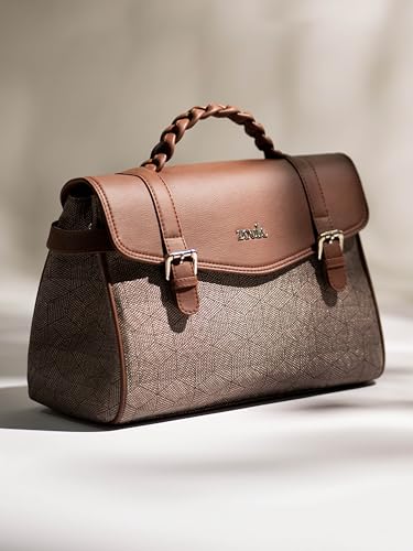 Image of ZOUK Heritage Satchel Bag - Gwalior Weaves | Jute | Vegan Leather Handcrafted With Detachable Sling Strap