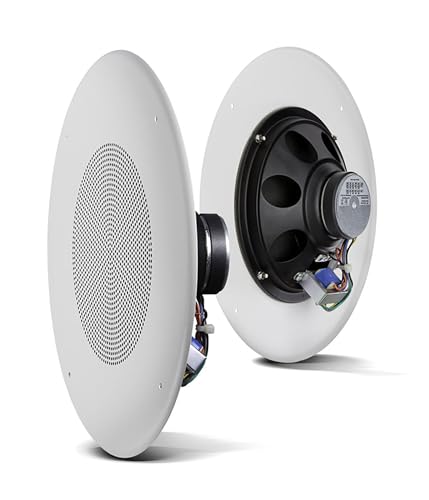 JBL Professional CSS8018 Commercial Series Round Ceiling Speaker, 8”. 10-Watt Multi-Tap Transformer for 100V, 70V and 25V Distributed Lines. Single Speaker. White and Paintable - image 2