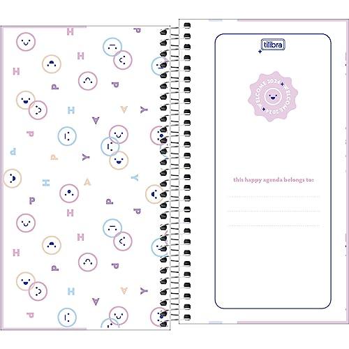 Tilibra - Agenda Espiral Semanal 16,7 x 8,9 cm Happy 2024 - Rosa- Good Things Ahead