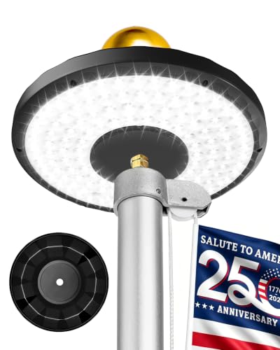 Solar Flag Pole Light for American Flag 132 LED Solar Flagpole Light with 2600mAh Battery for 15-25 FT Flagpoles Dusk to Dawn Auto On/Off 3 Brightness Modes IP65 Waterproof Outdoor Flag Light