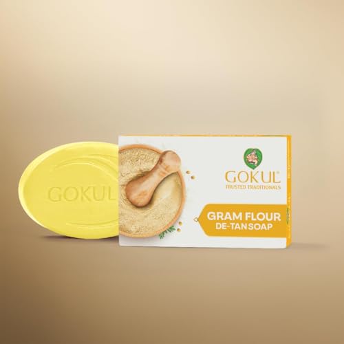 Image of GOKUL Gram Flour Soap | Skin Brightening, Dark Spots, Pigmentation & Tan Removal Bathing Soap For Men & Women | 75gm (Pack of 3)