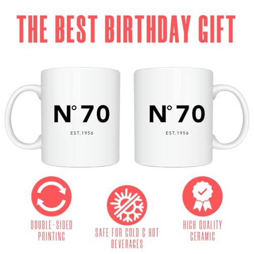 Taza para cumpleaños número 70 hombres y mujeres miniatura 2