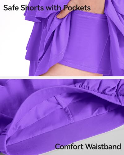 Image of KEREDA Girls Skirt Kids Casual 3-Layer Ruffle Skort School Uniform Skirts for Girls
