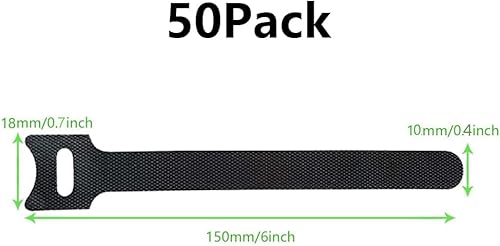 Oksdown Klett Kabelbinder Wiederverwendbare Schwarz 50 Stück Klettband Klettkabelbinder Kabel Klettband Kabelklett Klettbinder Verstellbare Wiederverschließbar Kabelklettbänder