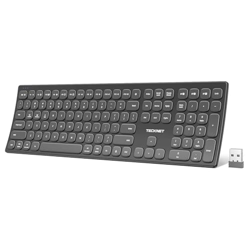 TECKNET Bluetooth Tastatur, Kabellose Multi-Device Tastatur mit Einfacher bis zu 4 Geräte, Ultraflache, Wiederaufladbare