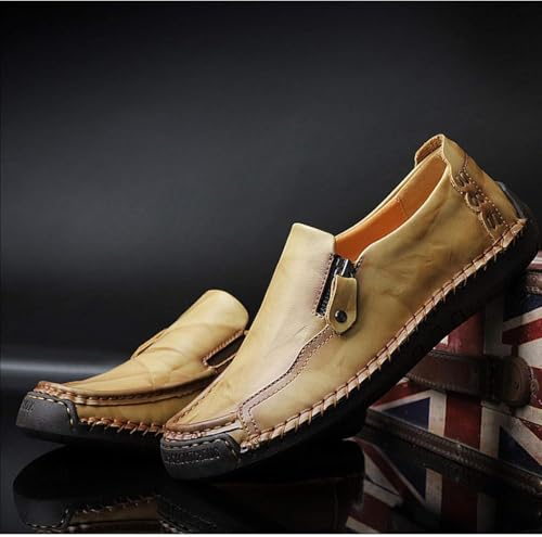 Men's Loafers Zipper Sliding Cover Walking Outdoor Office Driving Shoes4