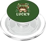 Lucky Women Messy Bun Shamrock Kleeblatt St. Patrick's Day PopSockets PopGrip für MagSafe