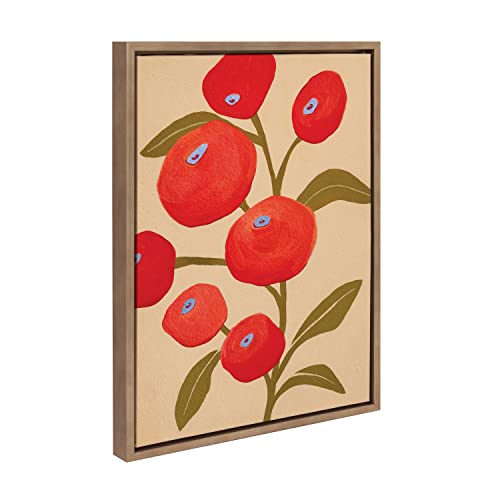 Kate and Laurel Sylvie Persimmon Framed Canvas Wall Art by Emma Daisy; 18x24 Gold; Simple Floral Botanical Wall Décor