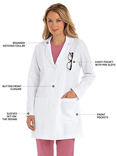 Barco Grey's Anatomy Signature Women's 32" Three Pocket Lab Coat White S #TOP3