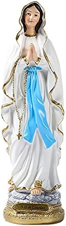 shuangmu Blessed Virgin Mary Statue, Our Lady Of Grace Blue White Figurine Traditional Resin Virgin Mary Tabletop Home Ornaments Garden Decoration Sculpture 22cm