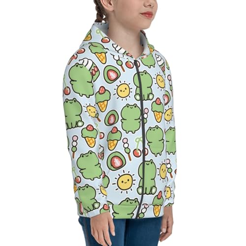 Cute Frog and Dessert Kid Hoodies Boys Zip Up Sweatshirts Girls Pullover with Pocket4