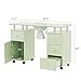 OmySalon Manicure Table Nail Desk for Nail Tech, Nail Table Station w/Electric Dust Collector, Makeup Beauty Salon Storage Acetone Resistant w/Lockable Wheels,Wrist Cushion,4 Drawers&Cabinet(Green)