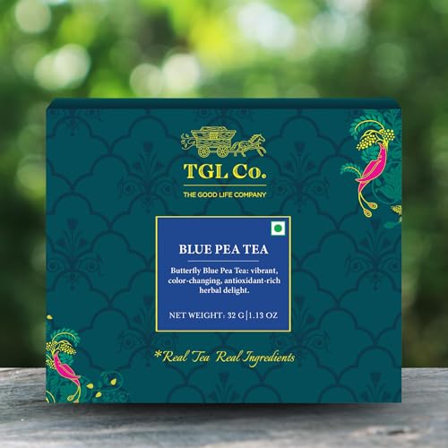 Image of TGL Co. Blue Pea Tea (16 Pyramid Bags) Vibrant Blue Infusion | Butterfly Pea Flower Herbal | Color-Changing Tea | Caffeine-Free
