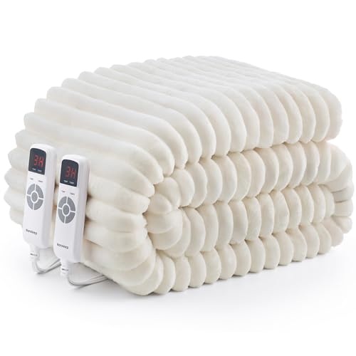 Hansleep Heated Blanket King Size Electric Throw Dual Control, Heating