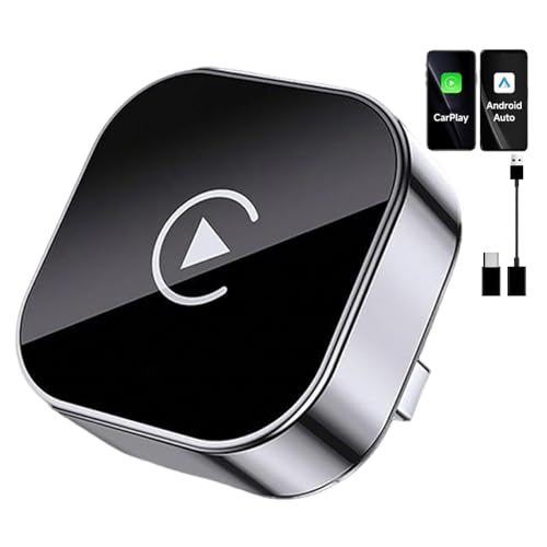 2 en 1 Adaptador CarPlay Inalámbrico, Bluetooth V5.3 Conexión Estable, WiFi 6 de Doble Banda de Alta Velocidad, USB A/C, Bluetooth Car Play Wireless Adapter Dongle para iPhone iOS 10+ & Android 11+