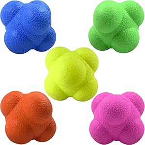 AIRLAXER Reaction Ball, Reflex Ball for Hand Eye Coordination Training,2.83 inch,Pack of 5-Orange,Yellow,Green,Blue,Purple