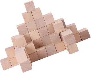 Sewroro Blocos de Madeira para Artesanato 50 Peças Mini Cubos de Madeira Inacabados Blocos de Artesanato Quadrados Contando Blocos de Construção para Projetos de Artesanato Diy Sem