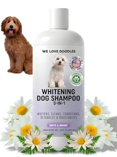 Whitening Dog Shampoo | Made in USA | Brightening Dogs Fur | White & Bright Hair | Removes Stains & Discoloration [We Love Doodles]