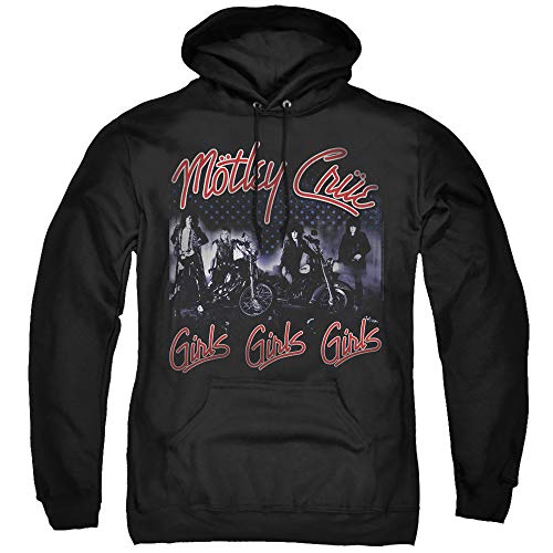 Trevco Motley Crue Girls Unisex Adult Pull-Over Hoodie for Men and Women, X-Large Black