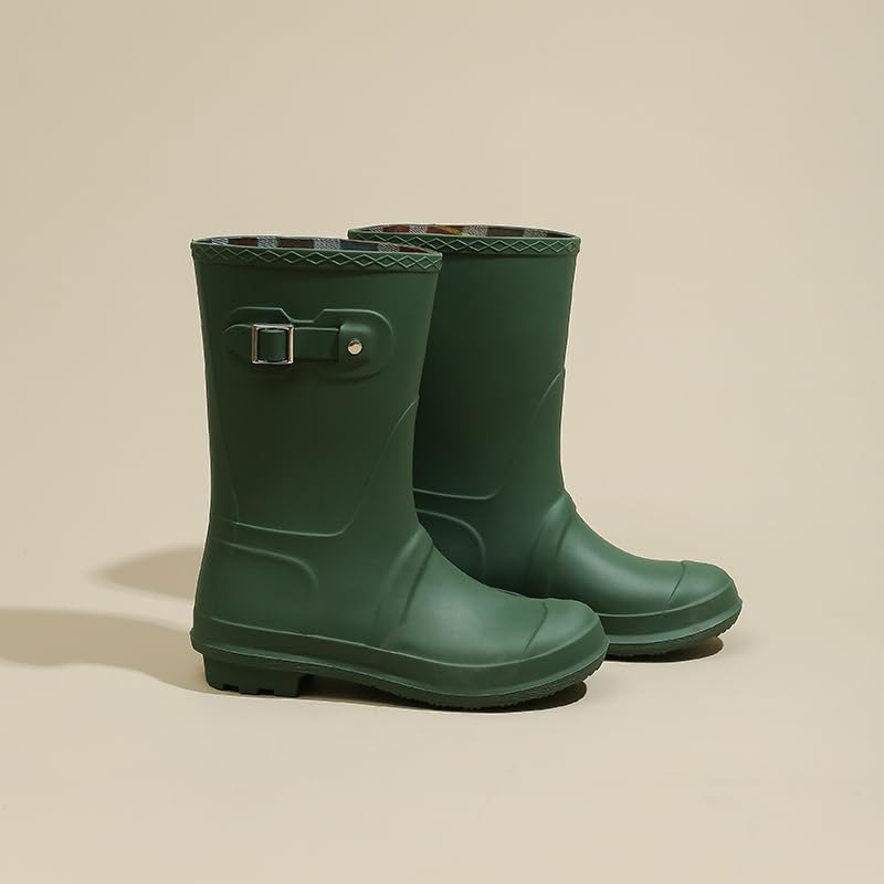 Harssidanzar Womens Mid Calf Rain Boots Waterproof Garden Shoes Rubber Rainboots for Ladies HL224US3