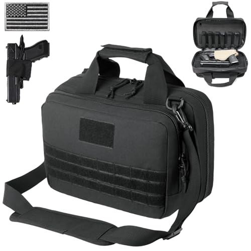 DBTAC Gun Range Bag XS | Tactical 1~2 Pistol Bag Firearm Shooting Case with Lockable Zipper for Handguns and Ammo (Black)