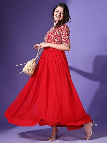 Image of Fashion Basket Georgette Embroidered Anarkali Dress for Women
