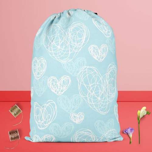 Image of ArtzFolio Romantic Doodle | Reusable Sack Bag | Bag for Gym, Storage, Vegetable & Travel