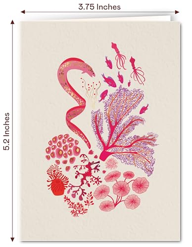 Image of Elena Essex Blank Note Card 12 Pack / Cards and Envelopes / 3.75 x 5.2 Inch Greeting Cards Cards for All Occasions / Coral Reef Design Blank Notecards / 300 Gsm Gold Foil Embossed Blank Cards / Notecards and Envelopes Set (Coral Reef)