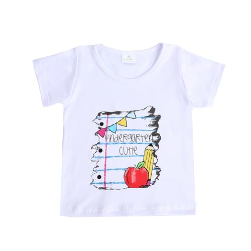 Image of Toddler Girls Back to School Pencil Outfits Set Ruffle T-Shirt Dress and Pants Outfit Set 3-8Years