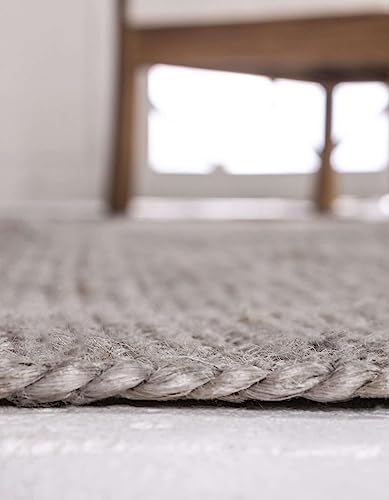 Image of Unique Loom Braided Jute Collection Area Rug - Dhaka (3' 3 inch x 5' 1 inch Oval, Gray)